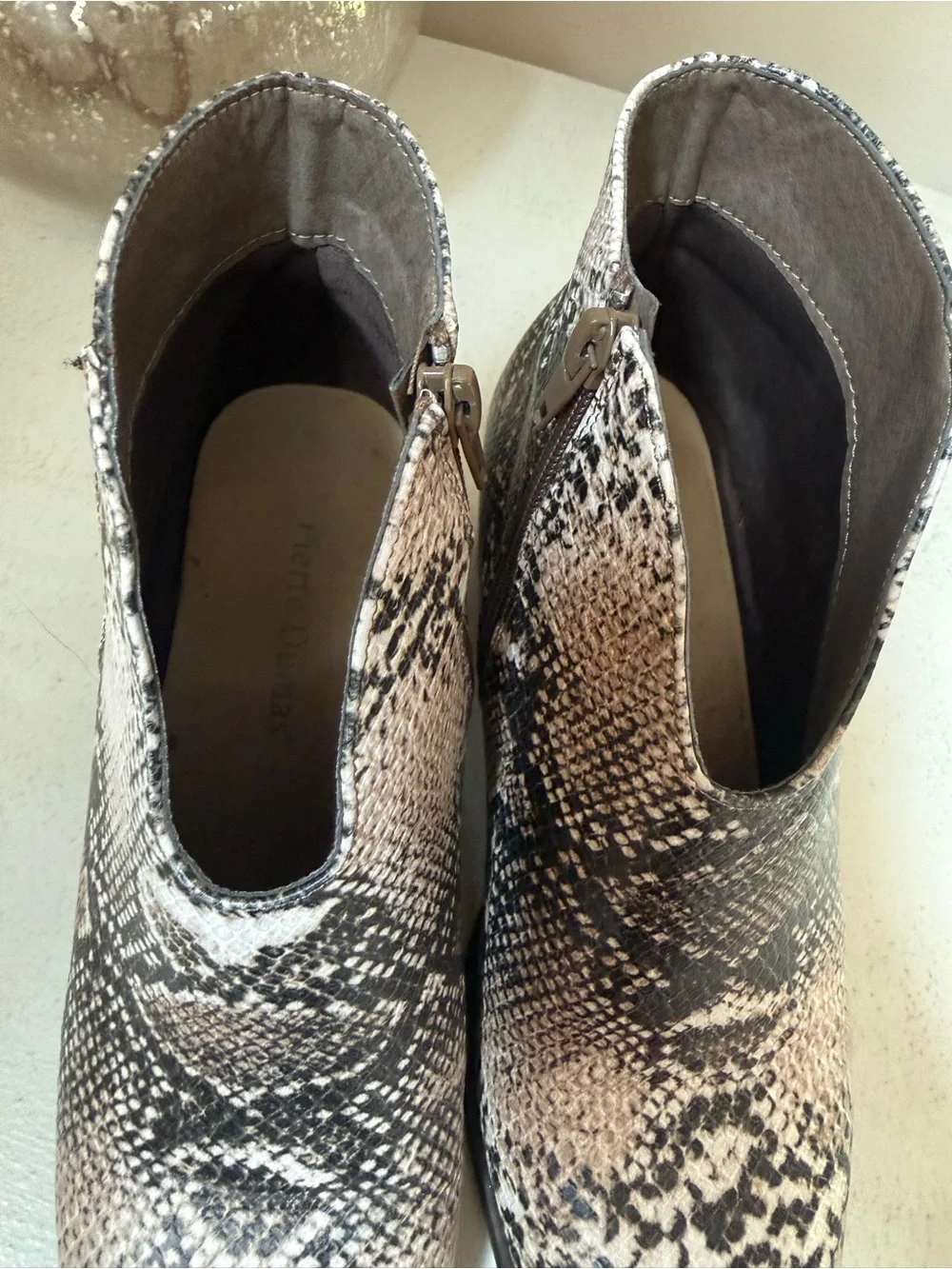 Pierre Dumas Pink and Black Snake-Print Chelsea Ankle Boots